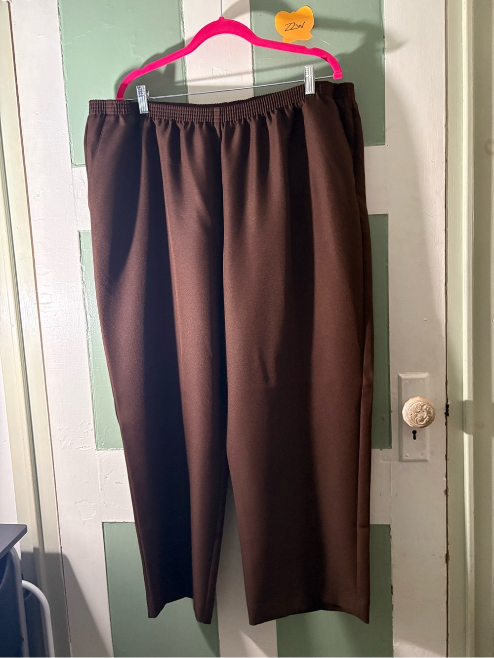 Women's Brown Elastic-Waist Casual Pants